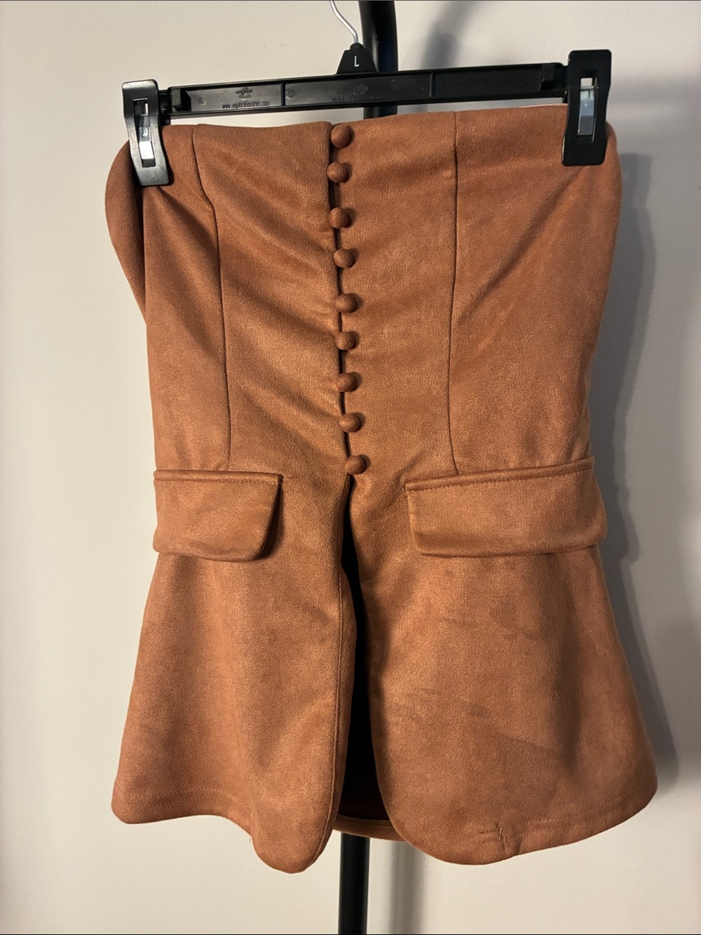 SHEIN Strapless Faux Suede Top in Warm Brown Stretchy XS